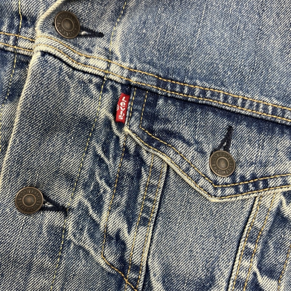 Levis Trucker Jacket Mens Large Blue Denim Type 3 Faded - Picture 5 of 14